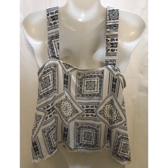 Sadie & Sage Tank Top Women L White V Neck Cami Wide Straps Boho Crochet Hemline - Picture 12 of 12